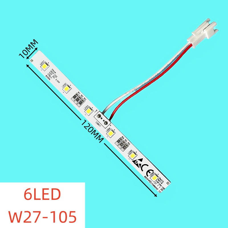 Suitable for Oma refrigerator W27-105 refrigeration lighting LED light strip 120MM 10MM 6LED Suitable for Oma refrigerator W27-105 refrigeration lighting LED light strip 120MM 10MM 6LED